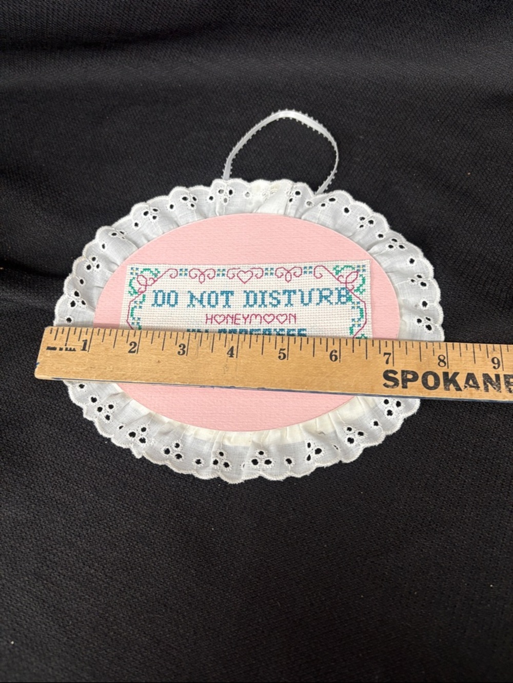 Do Not Disturb 'Honeymoon in Progress' Cross-Stitch door hanger - Picture 4 of 5